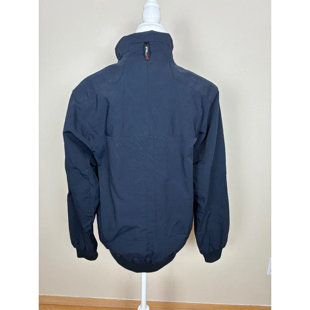 RLX Ralph Lauren Mens Navy Blue Full Zip Mesh Lined Bomber Jacket Size Medium‎